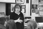 Photograph of Ms. Freeman continuing teaching to the next group of students. She tailors the material to suit the personality of each class.