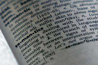 Photograph of dictionary definition of semantics.