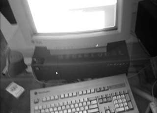 Computer monitor and keyboard