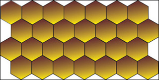 Image of honeycomb - four rows of hexagons.