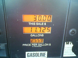 Photo of the price display on a gas pump.