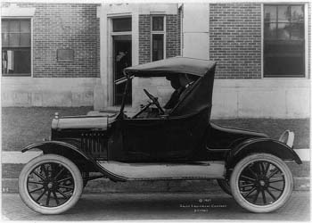 Side view of a Ford roadster. c1923.