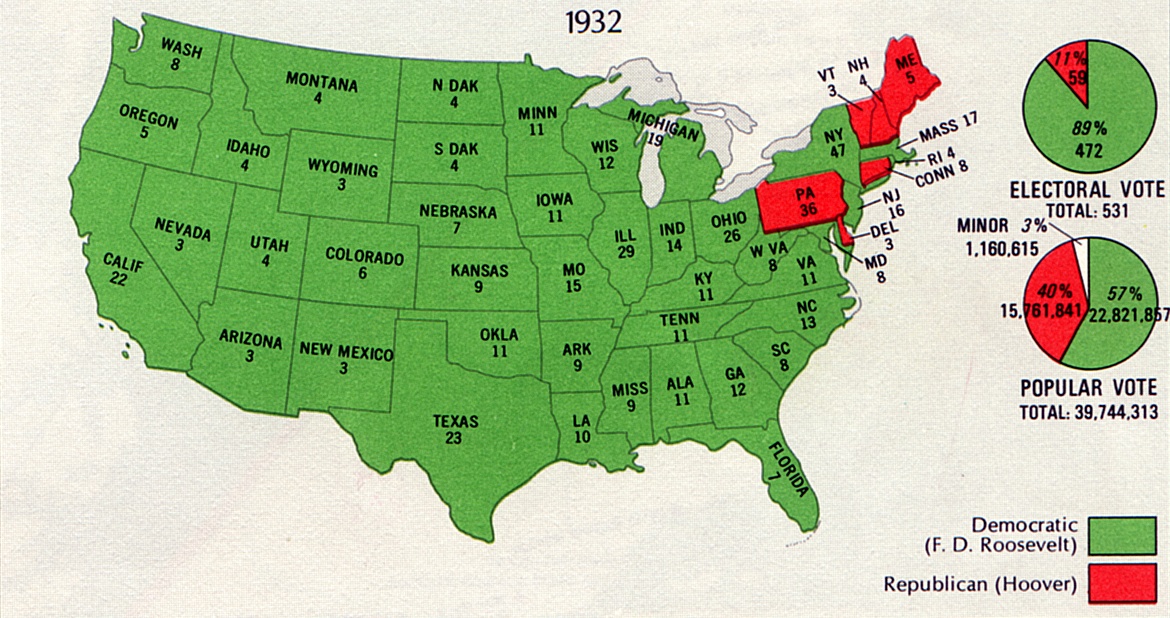 Map of the Presidential Election of 1932.
