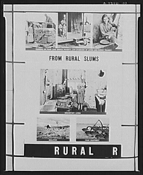 Traveling exhibit. Rural Resettlement Administration program. Panel one.