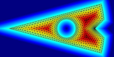 The mesh was created using the truss model in Section 2.4 of the text; color shows distance to the boundary.