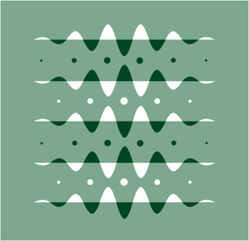 This image shows a snakelike pattern that can be used to probe the perception of brightness.