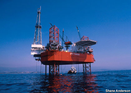 Photo of an offshore oil platform.