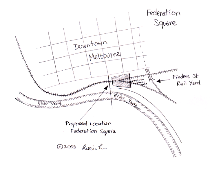 Proposed location of Federation Square in Melbourne, Australia.