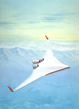 Sketch of a blended-wing-body aircraft.