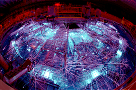 Photo of an electrical discharge in a particle beam accelerator.