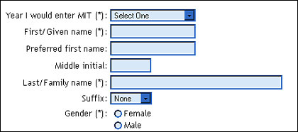 My MIT registration form.