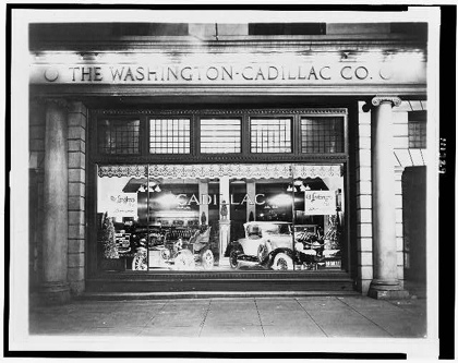 Automobiles in window of the Washington-Cadillac Co., Washington, D.C.