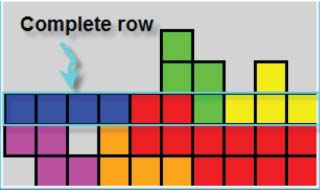 Image showing a complete row in the game Tetris.