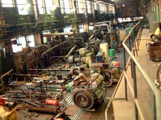 Photo inside a motor factory.