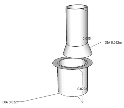 3D drawing of two mouthpiece components.