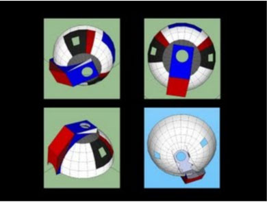 Four images of the colorful mask design.