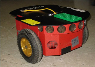 Photograph of a mobile robot.